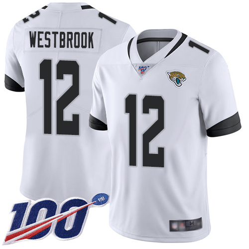Men Nike Jacksonville Jaguars 12 Dede Westbrook White Stitched NFL 100th Season Vapor Limited Jersey
